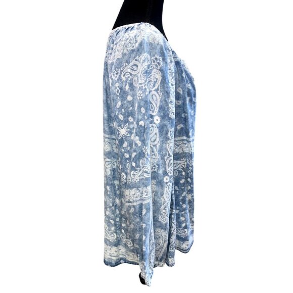 NWT Vintage America Blues XXL Chambray Paisley Faded Bandana Boho Cottage Shirt - Picture 5 of 14
